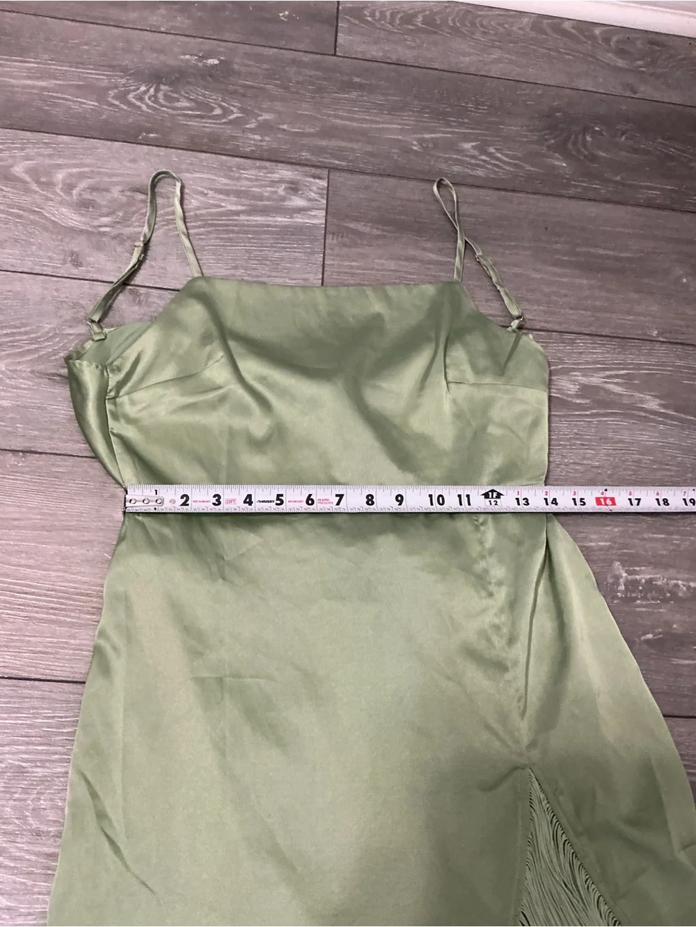 NWT 12th Tribe MONET Sage Green Fringe Cami Dress M - Picture 8 of 13